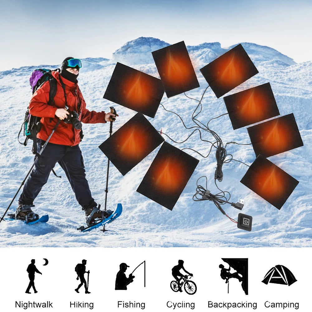 1 Pair USB Carbon Fiber Heated Glove Pads – Electric Heating Inserts for Winter Gloves, Camping, Hiking, Skiing & Cycling