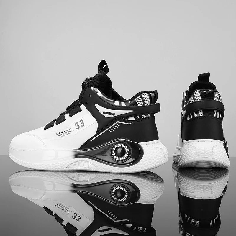 Men's Rotating Buckle Sneakers – Non-Slip Lace-Up Casual Outdoor Sports Shoes