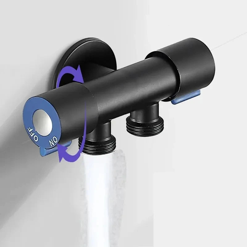 Stainless Steel Cold Water Angle Valve 1-In-2-Out Double Outlet for Toilet & Washing Machine