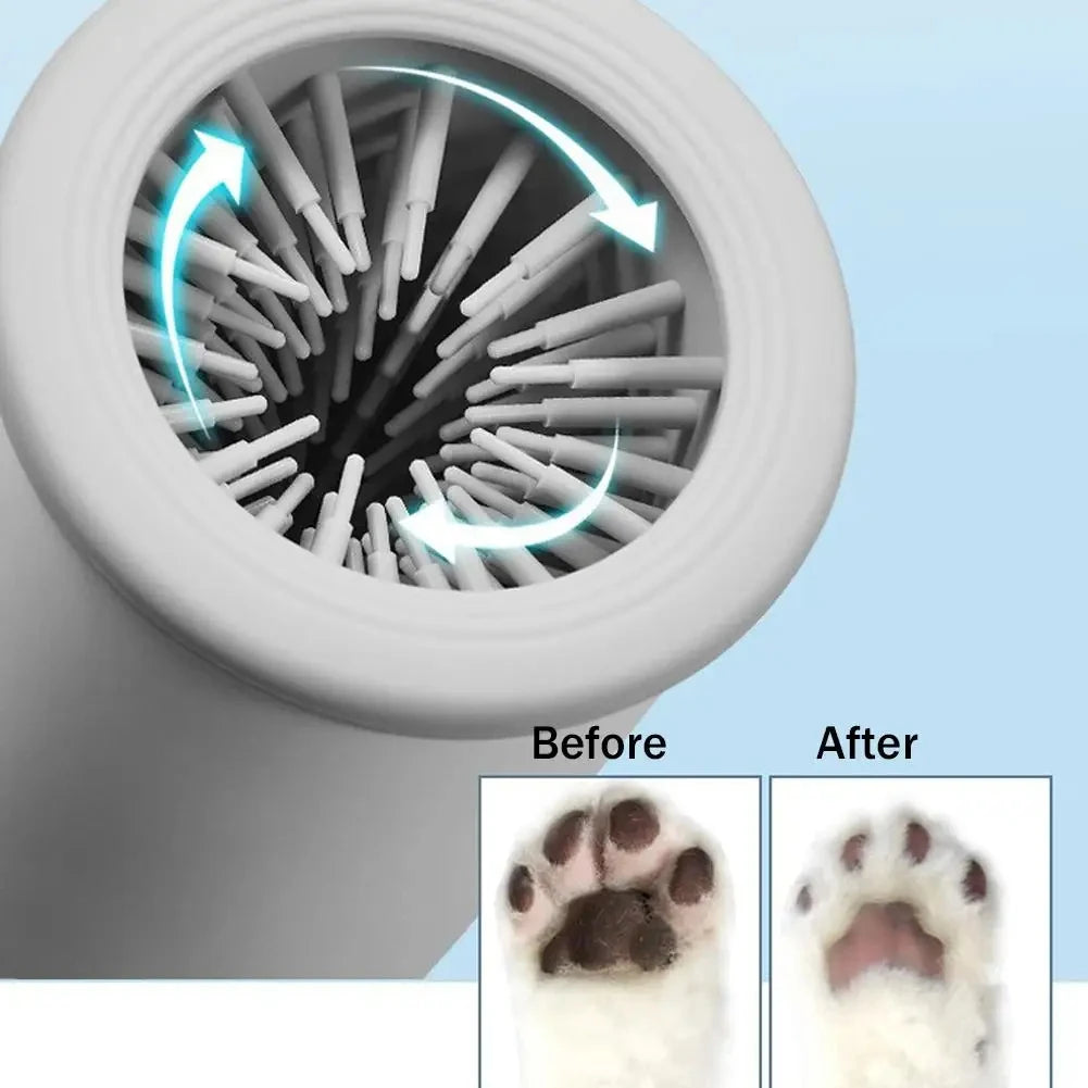 Automatic Pet Paw Washer - USB Rechargeable Low-Noise Dog & Cat Paw Cleaner with Soft Silicone Bristles, One-Touch Portable