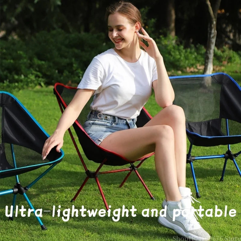 Ultra-Light Foldable Moon Chair, Aluminum Alloy Camping & Fishing Reclining Chair, Folds to 35 cm (13.8 in) Portable Outdoor Seat