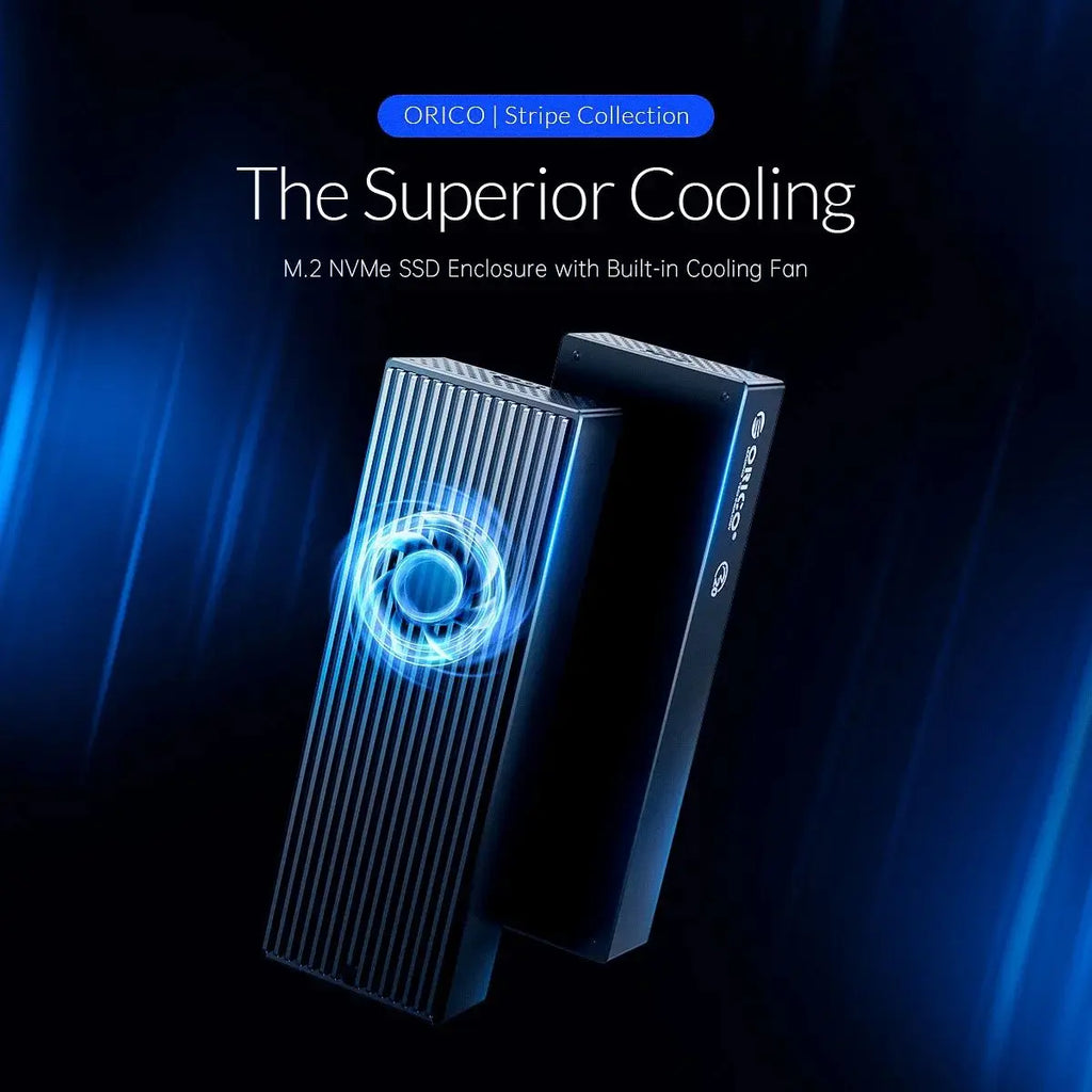 20Gbps M.2 NVMe SSD Enclosure with Built-in Cooling Fan, USB 3.2 Gen2x2 Type-C for M.2 2230/2242/2260/2280