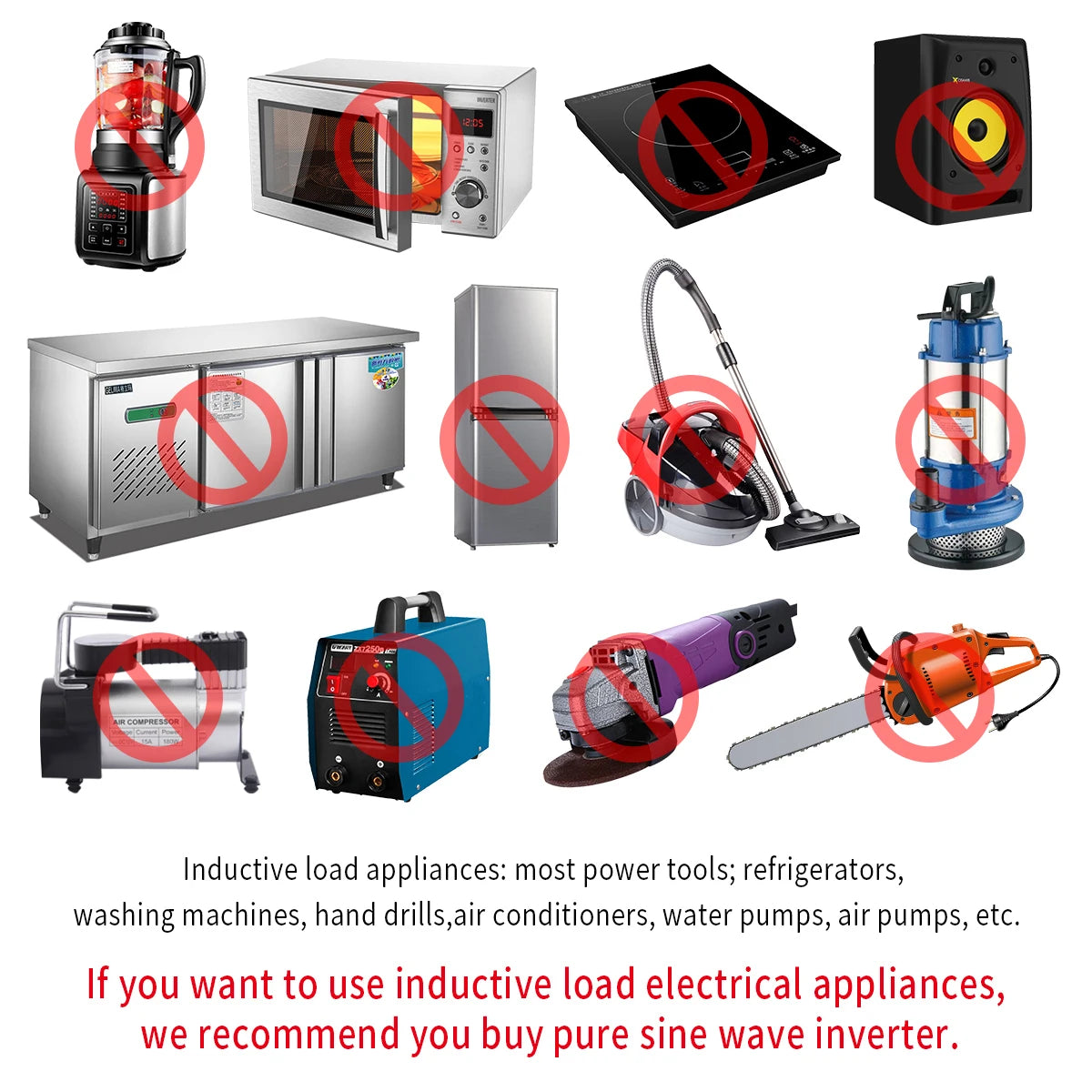 2000W Car Power Inverter 12V DC to 110V/220V AC 60Hz with Dual USB Quick Charge Adapter - Red