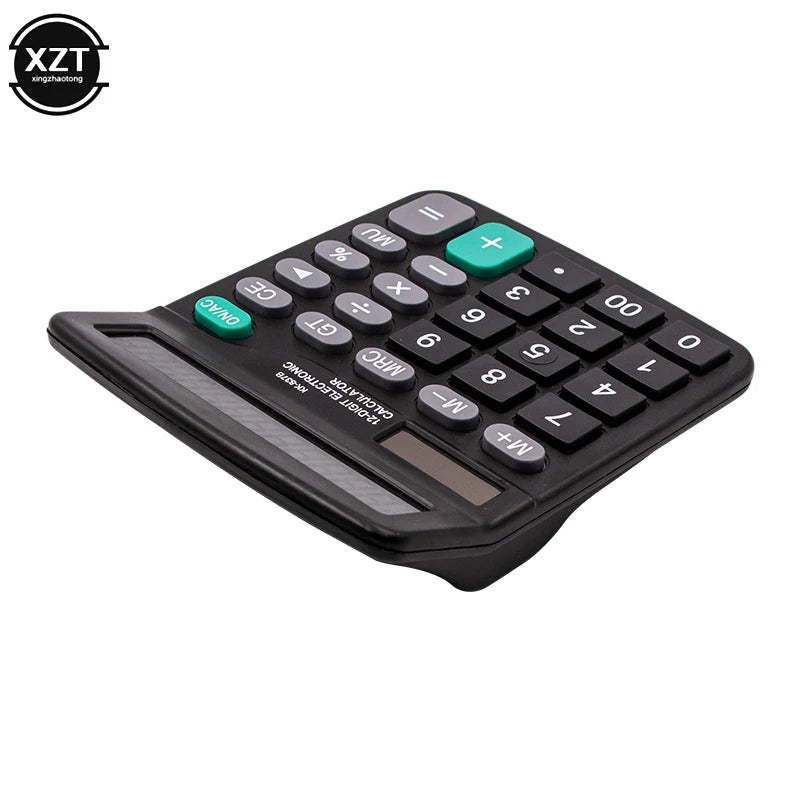12-Digit Large Screen Dual-Power Calculator Solar & Battery for Office and Financial Use