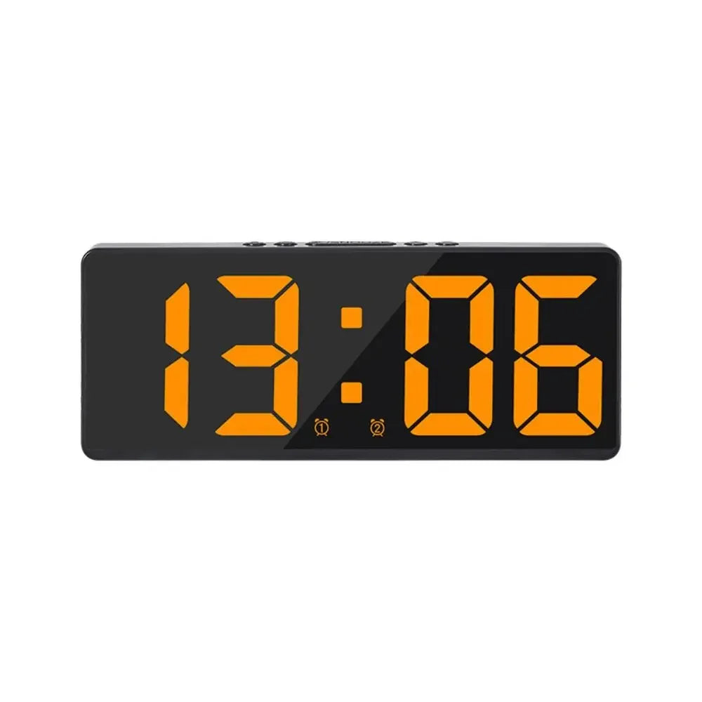 LED Digital Alarm Clock with Large Numbers, Color Nightlight, Temperature & Calendar, Voice-Activated, USB-Powered