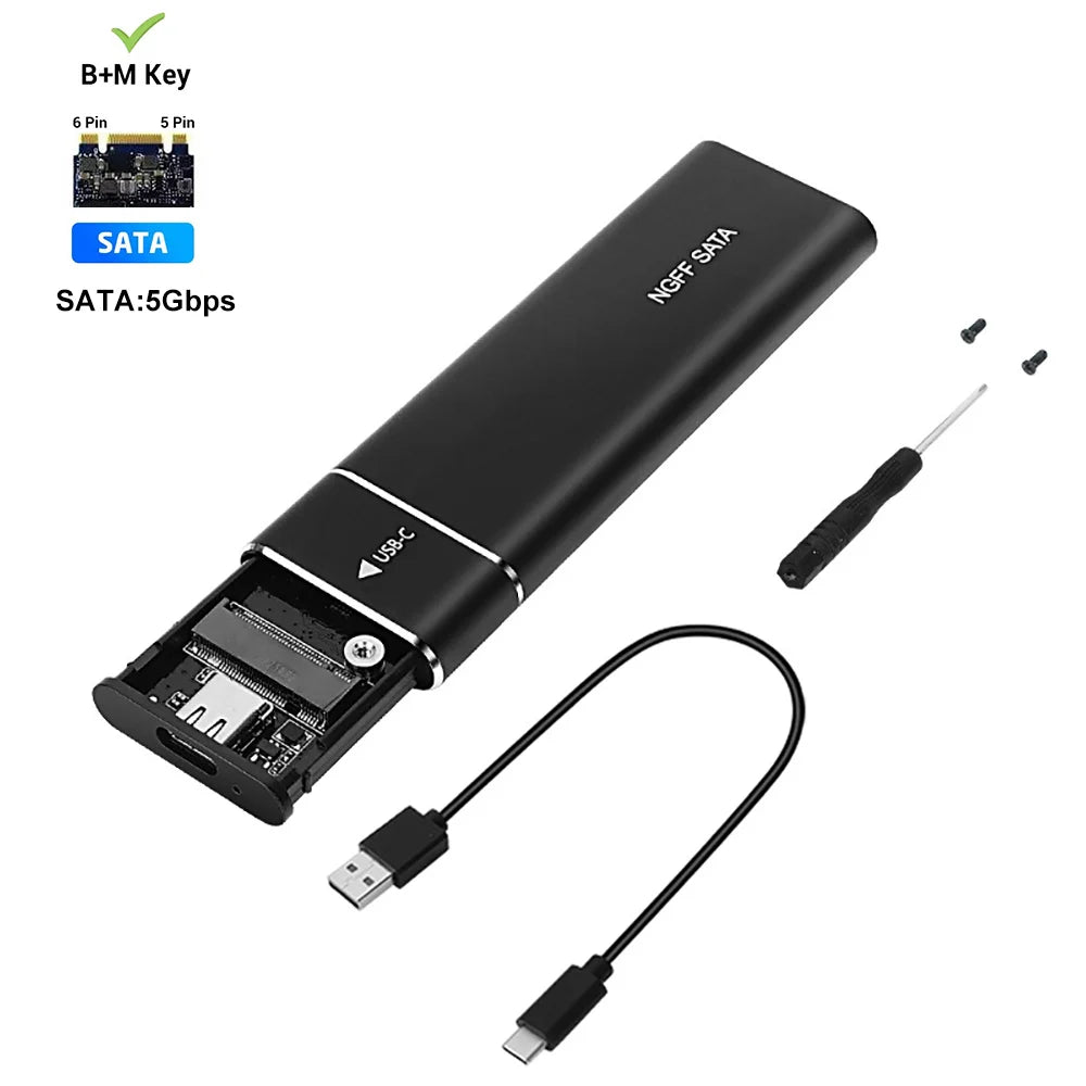 M.2 SSD Enclosure USB 3.1 Type-C - NVMe & SATA Dual-Protocol (2230/2242/2260/2280) 10Gbps External M.2 to USB-C Adapter