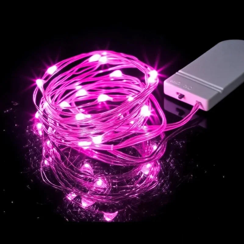 Battery Operated Fairy String Lights — Silver Wire LED Firefly Lights, 1–10M (3.3–32.8 ft), 10–100 LEDs for Christmas, Wedding & Party