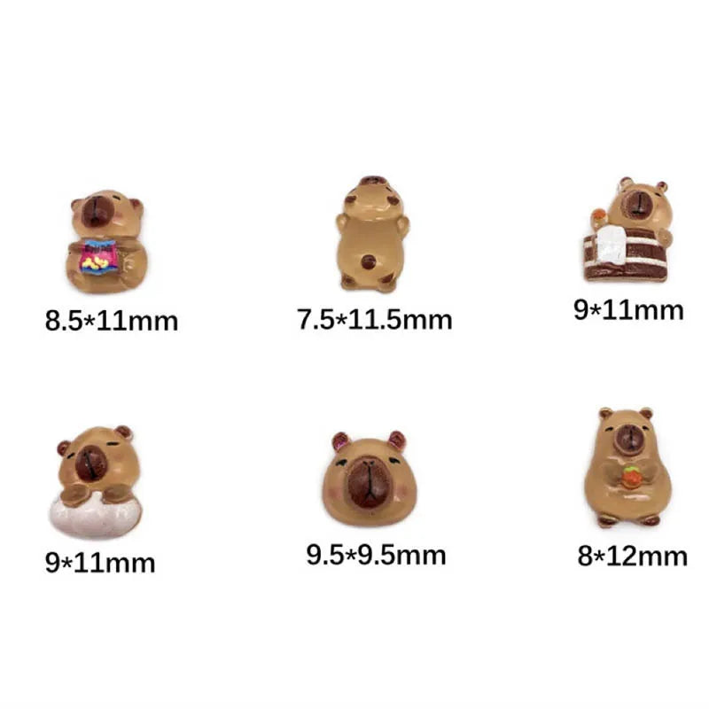 50pcs Cute Resin Capybara Nail Charms for Nail Art view 3