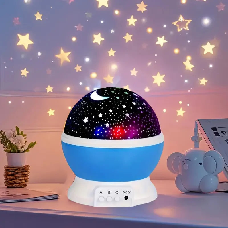Rotating Galaxy Star Projector Night Light — USB or 3×AA Battery Powered LED Lamp for Bedroom, Parties, Weddings & Kids' Rooms