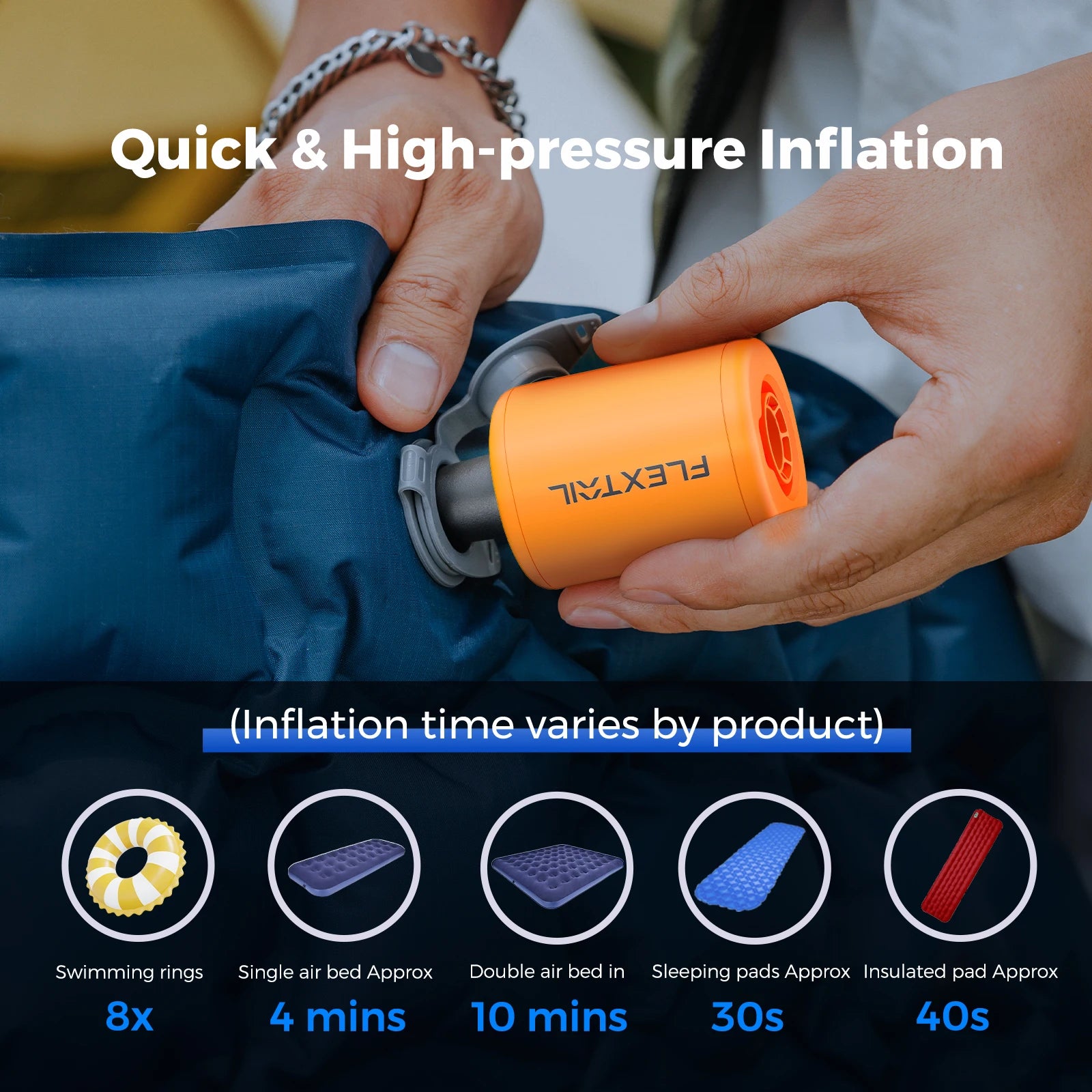 Mini 4 kPa (0.58 psi) Rechargeable Electric Air Pump – Portable Inflator for Air Beds, Sleeping Pads, Pool Floats & Vacuum Bags