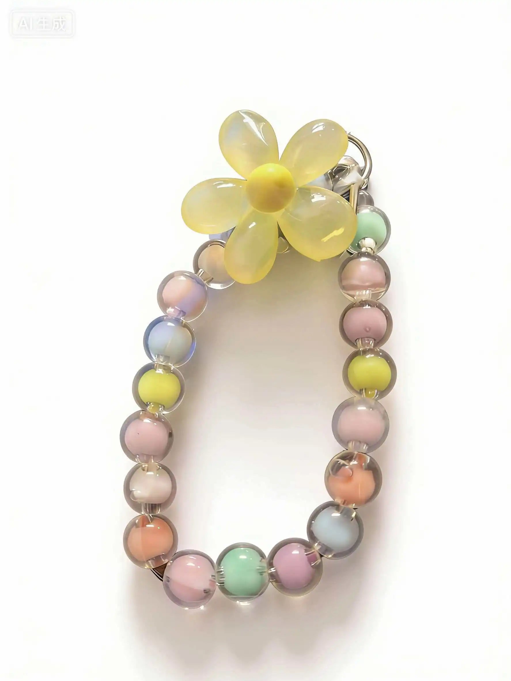 Colorful Macaron Bead Phone Lanyard Wrist Strap - Anti-Lost Short Handheld Mobile Chain for Women
