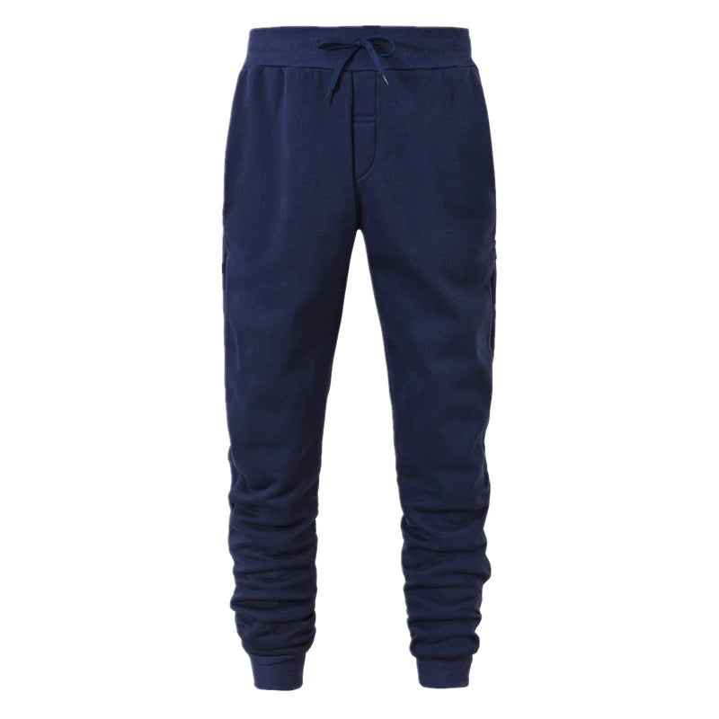 Men's Ankle-Length Knit Polyester Drawstring Sweatpants with Pockets - Casual Smart-Casual Joggers