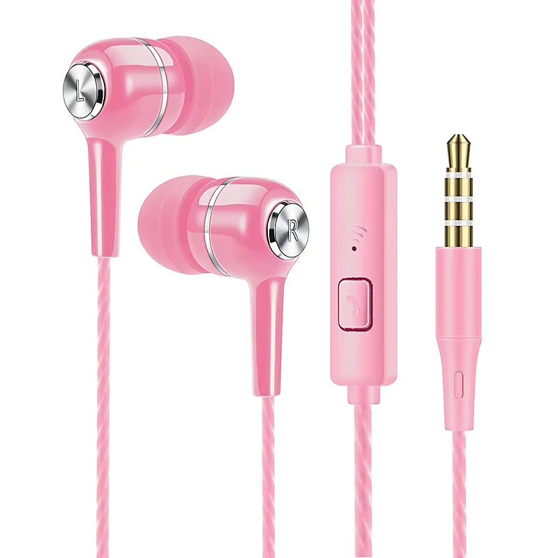3.5mm Wired In-Ear Headphones with Microphone - HiFi Heavy Bass Stereo Earbuds for Gaming & Sports