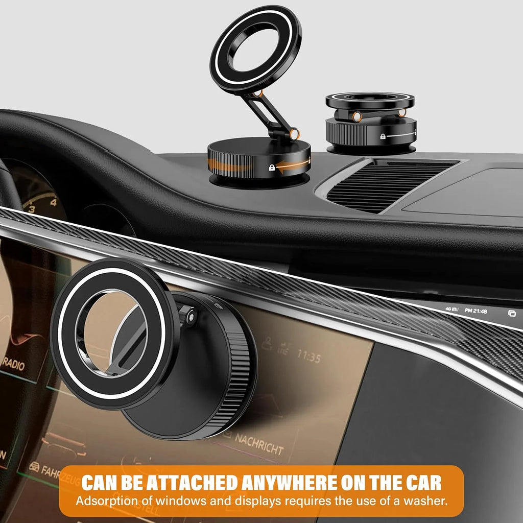 Upgraded Nano Gel Suction Cup Magnetic 360° Car Phone Mount – 110 lb (50 kg) Reinforced Vacuum Holder