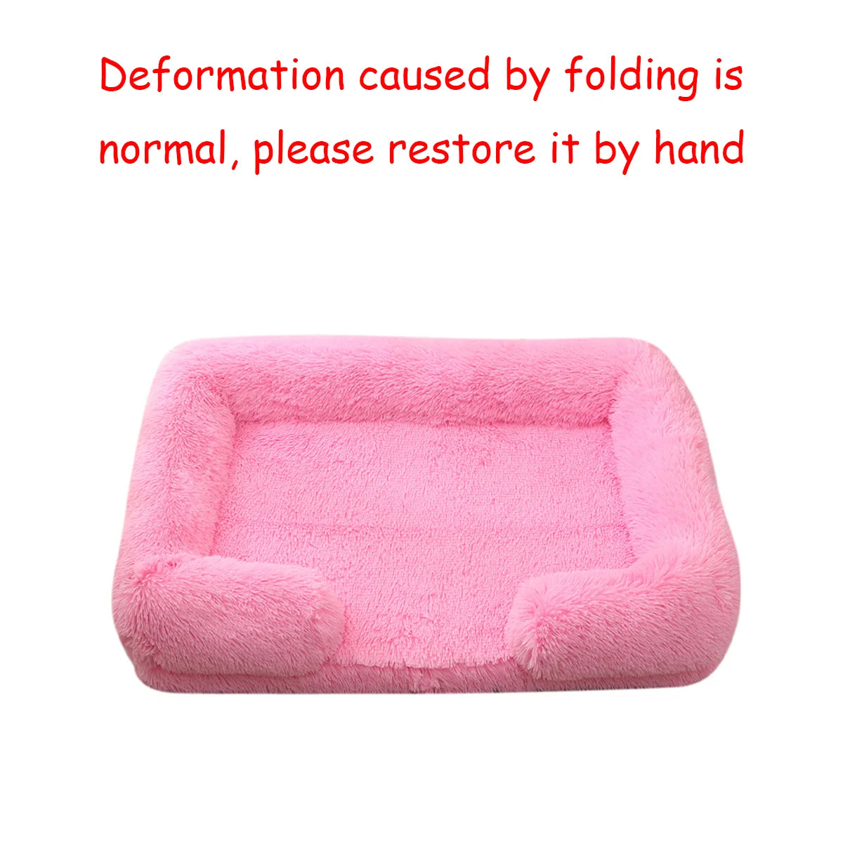 Square Plush Dog Bed with Memory Foam – Thickened Winter Pet Sofa Bed with Removable Cover (S/M/L/XL)
