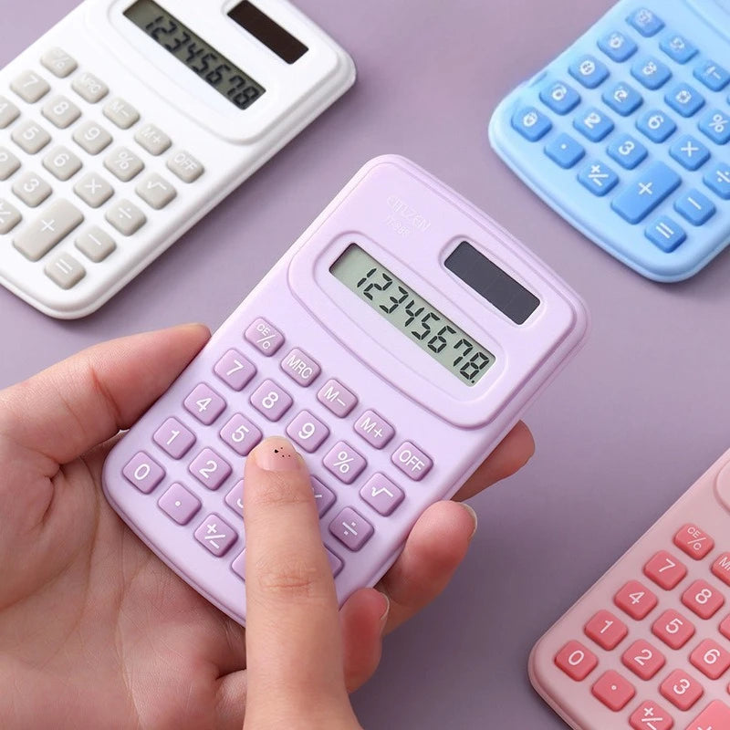 Mini Solid Color Pocket Calculator — Portable 4.0 x 2.5 in (100 x 63 mm) for Office, School & Teaching