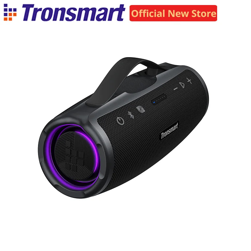 50W Portable Bluetooth Speaker IPX7 Waterproof with Retractable Handle and Built-in Power Bank