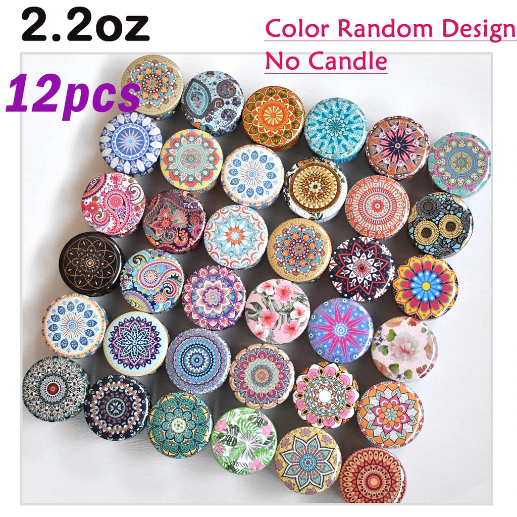36-Pack Floral Tin Candle Jars 2.2 oz (approx. 62 g) Colorful Patterned Metal Candle Tins