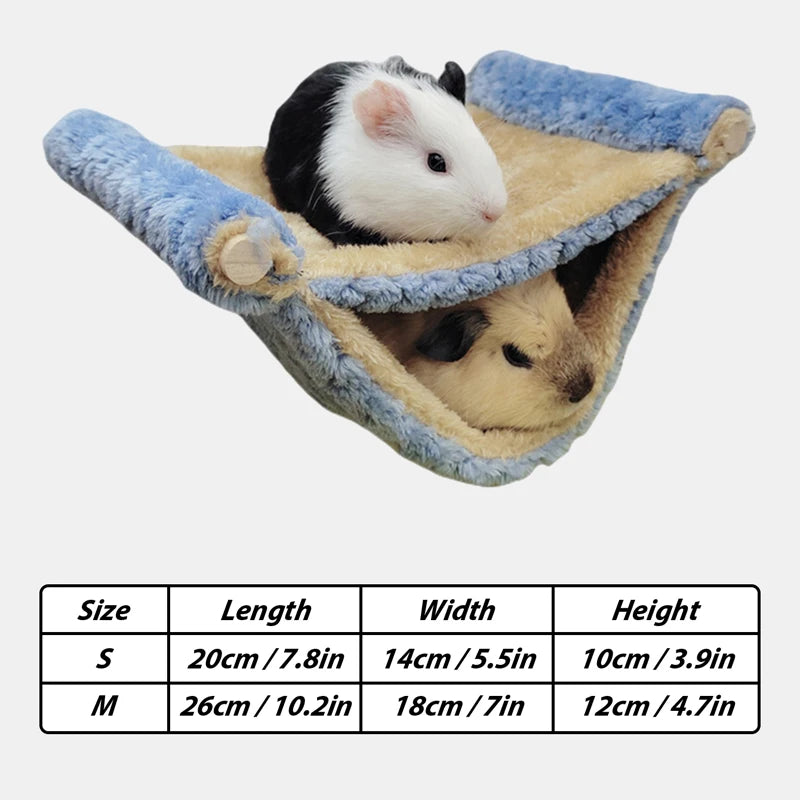 Pet Hammock for Small Animals – Double-Thick Plush Hanging Bed for Hamsters, Mice & Rats | Warm Nest Sleeping Bag, Two Sizes (20×14×10 cm / 7.9×5.5×3.9 in; 26×18×12 cm / 10.2×7.1×4.7 in)