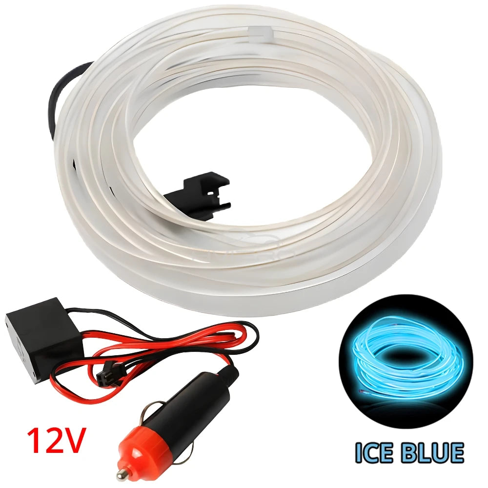 Car Interior LED Strip Light 1/2/3/5M – Flexible Neon Rope USB & 12V Ambient Door Dashboard Lighting