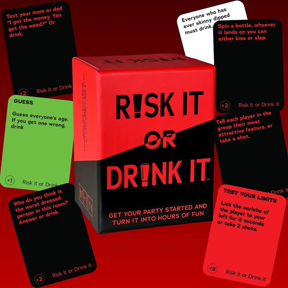 Risk It or Drink It Party Card Game - Adult Drinking Game for College Pregame, Dares & Challenges