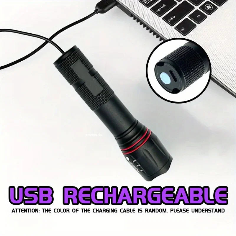 395nm UV LED Flashlight Rechargeable Zoomable - Portable Pet Urine & Bed Bug Detector, Money and Scorpion Finder