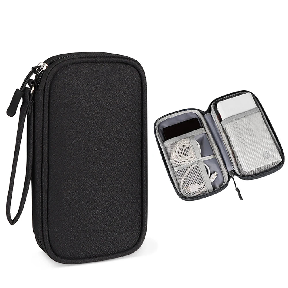 Portable Waterproof Cable Storage Bag - Travel Organizer Pouch for Power Bank, Earphones & Cables
