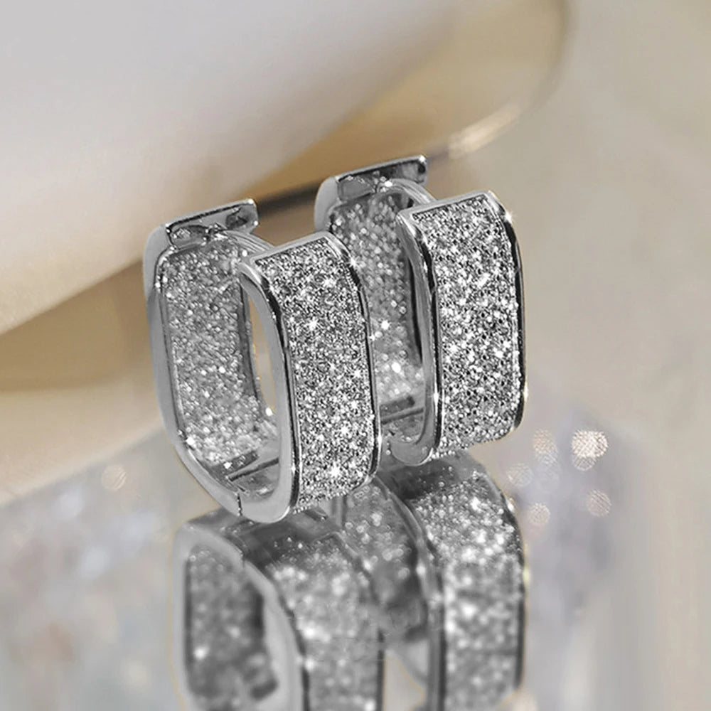 Paved CZ Hoop Earrings for Women - Gold & Silver Cubic Zirconia Hoops