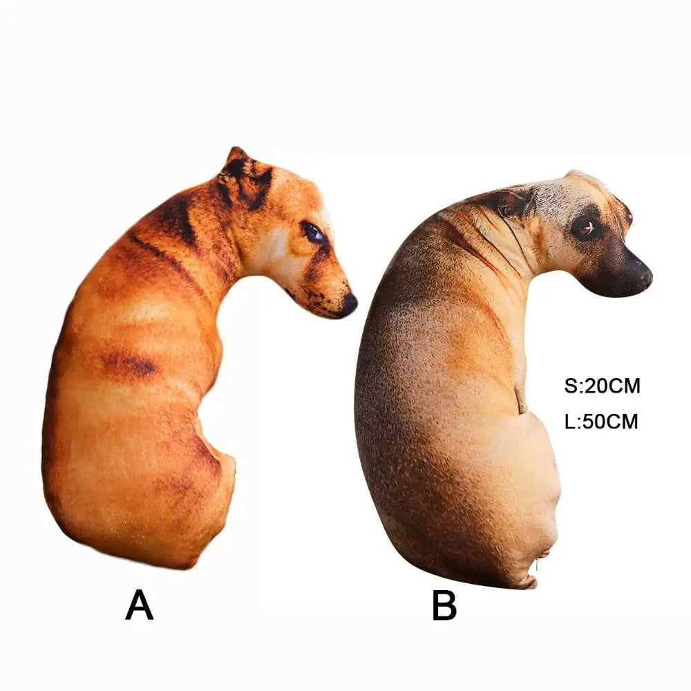 3D Lifelike Dog Head Throw Pillow - Novelty Plush Cushion for Home & Kids, 20 cm / 50 cm (7.87 in / 19.69 in)