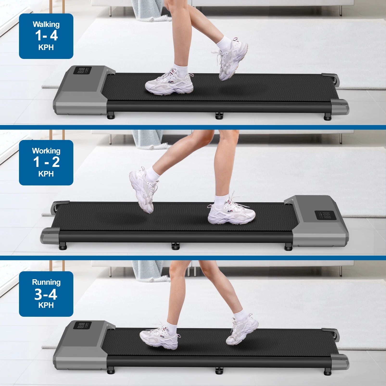 2-in-1 Portable Walking Pad Treadmill for Home & Office — Under-Desk Mini Treadmill with LCD Screen, Quiet, 250 lb Capacity
