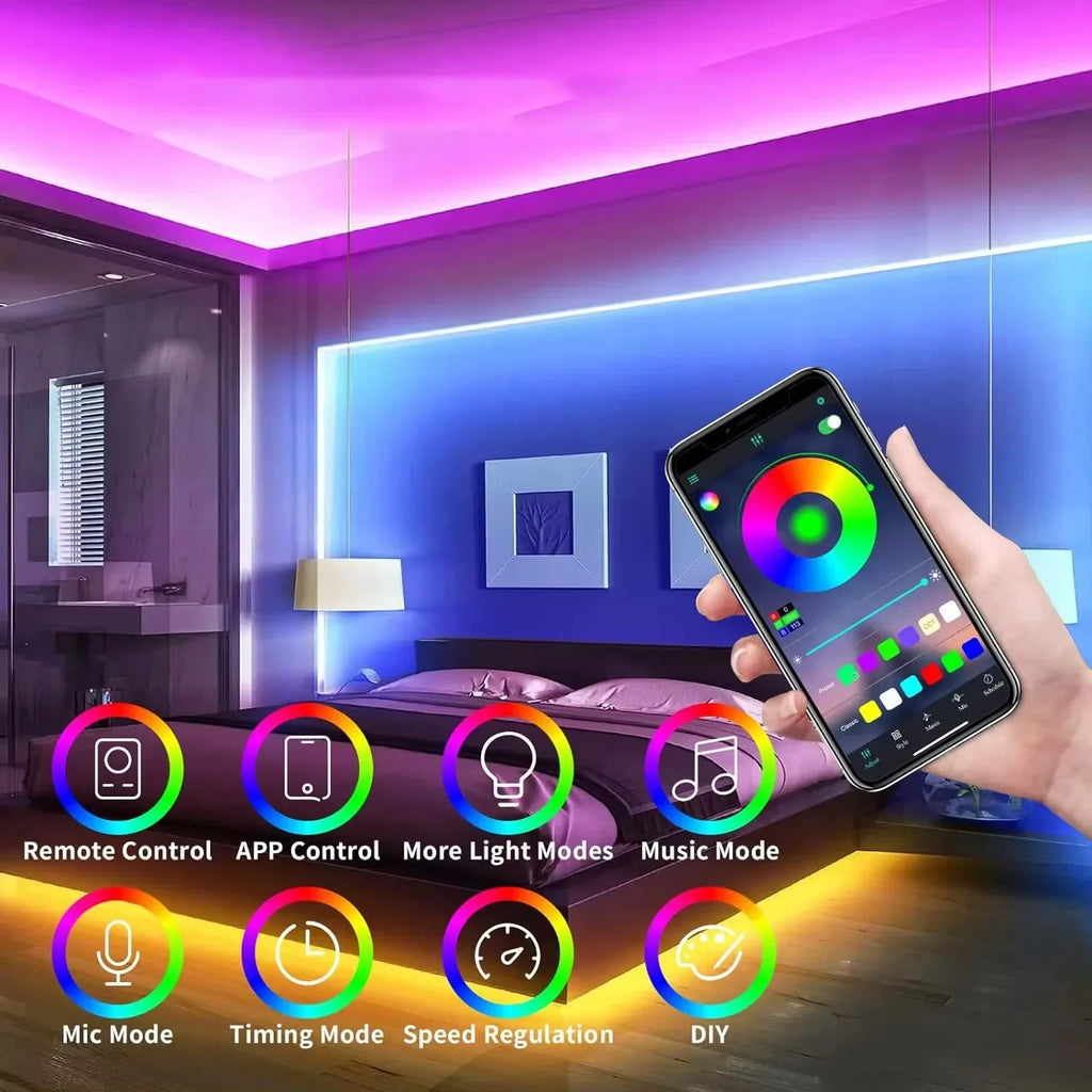 RGBIC Neon LED Strip Light 1/2/3/5M (3.3/6.6/9.8/16.4 ft) IP65 Waterproof USB Smart Rope Light App & Voice Control Music Sync