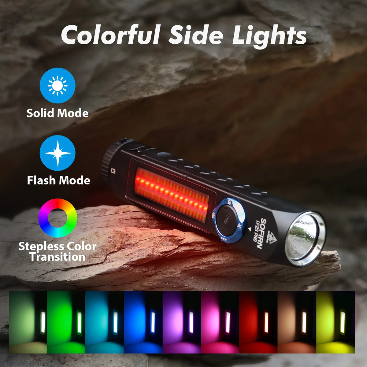 5000-Lumen Rechargeable USB-C LED Flashlight — High-Output EDC Torch with RGB Side Light, Magnetic Tailcap & Power Bank, IP66 Waterproof for Camping & Emergency