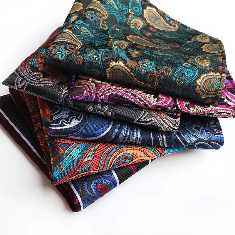 41 Colors 25 x 25 cm (9.8 x 9.8 in) Men's Pocket Square Handkerchief - Paisley, Dot & Stripe Wedding Hanky