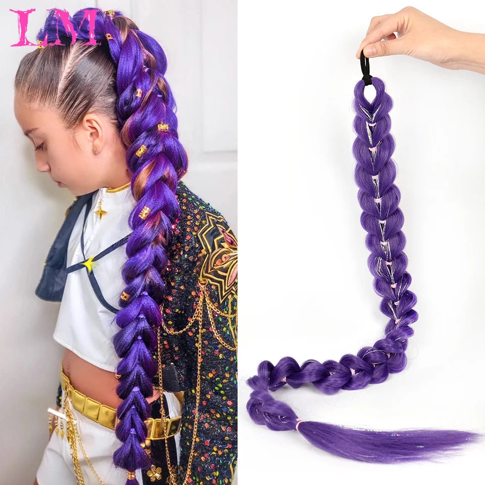 32-Inch (81 cm) Purple Synthetic Braiding Hair Extensions, 100 g – Long Straight Braids for Cosplay & Parties