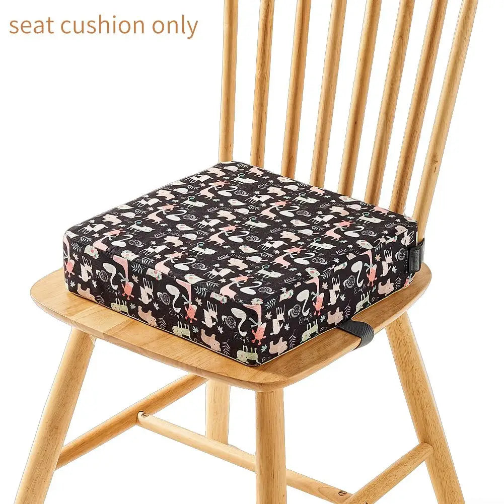 Portable Waterproof Booster Seat Cushion for Toddlers Height-Adjustable Non-Slip High Chair Pad Washable (12.6 x 12.6 x 3.15 in / 32 x 32 x 8 cm)