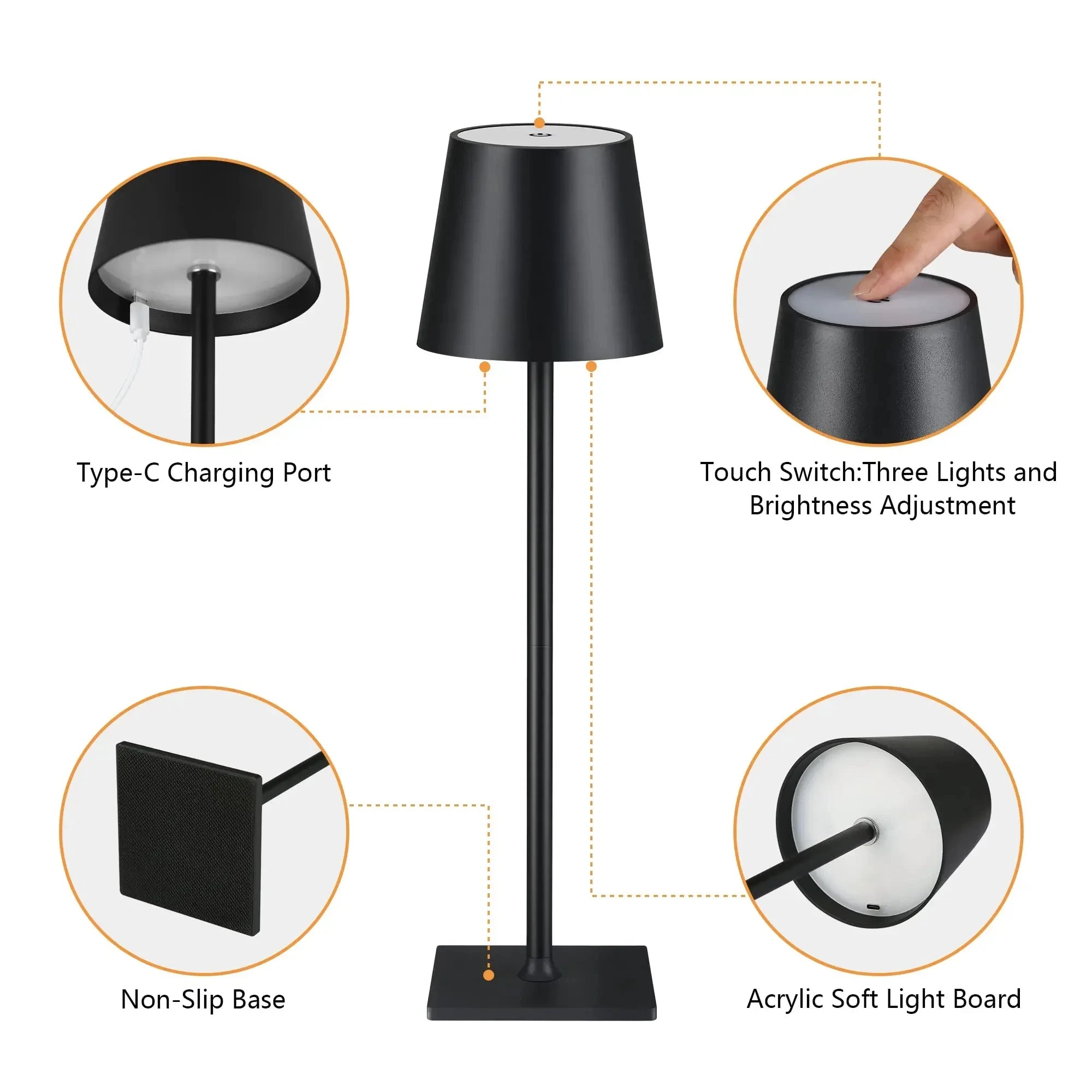 Wireless Wine Bottle LED Table Lamp – USB Rechargeable Touch Dimming Mood Light for Bar, Cafe & Home