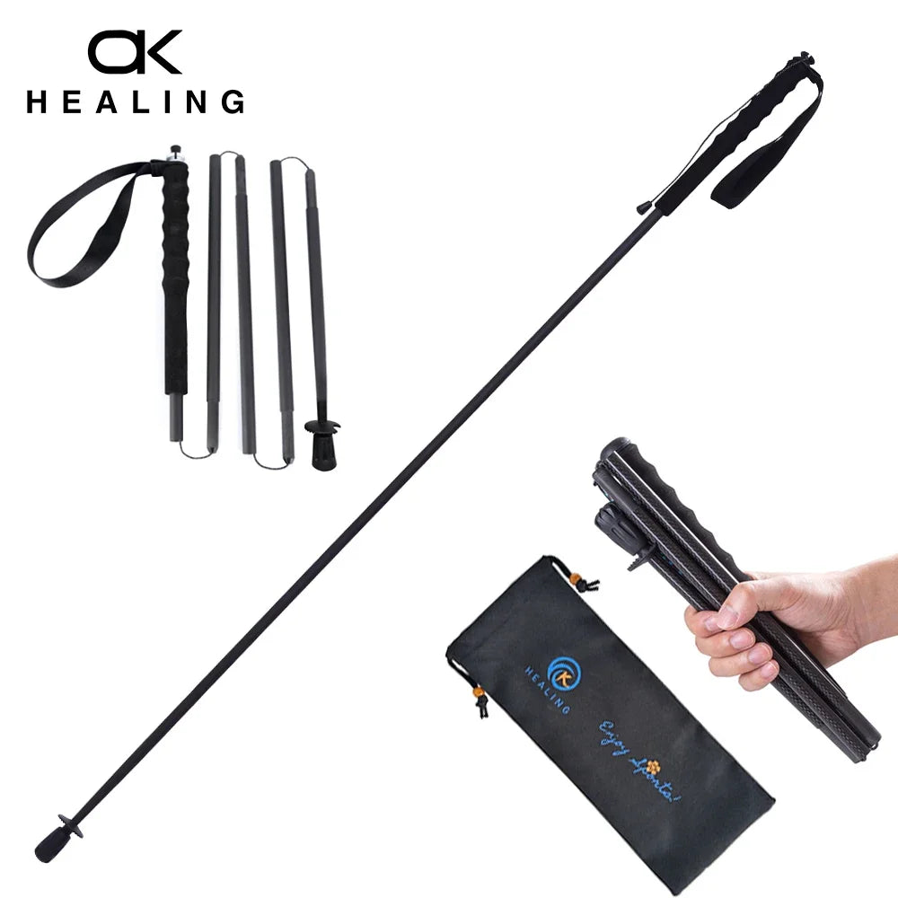 Ultra-Light Carbon Fiber Folding Trekking Pole Adjustable 110–130 cm (43–51 in) Collapsible Hiking and Walking Stick