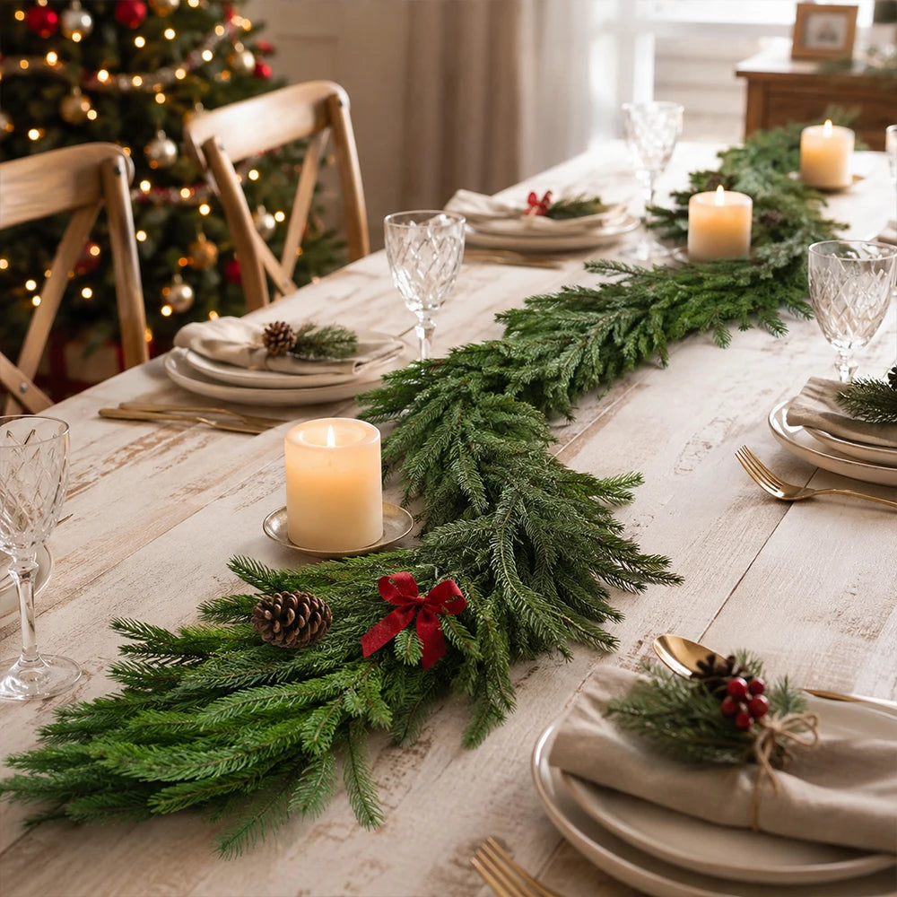 Norfolk Pine Artificial Garland 5.6 ft (171 cm) Hanging Wreath for Door Wall Mantel Christmas Holiday Decor Table Centerpiece