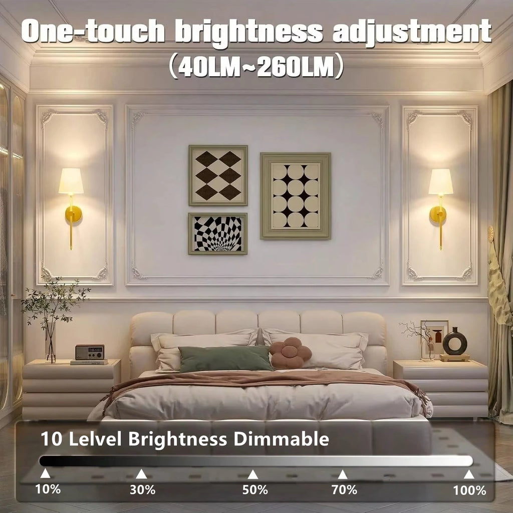 Rechargeable Wireless Wall Lamp with Detachable E27 Bulb — Dimmable LED Remote Control, 10 Color Modes