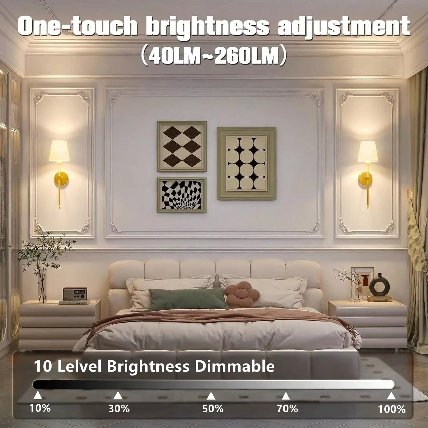 Rechargeable Wireless Wall Lamp with Detachable E27 Bulb — Dimmable LED Remote Control, 10 Color Modes