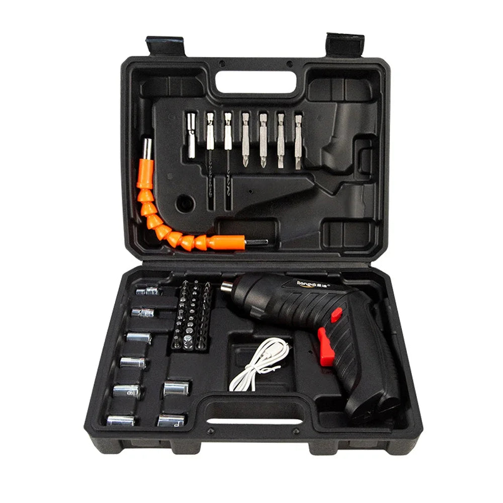 47-Piece Rechargeable Cordless Electric Screwdriver Set with Lithium Battery – Mini Drill for Home DIY & Household Maintenance