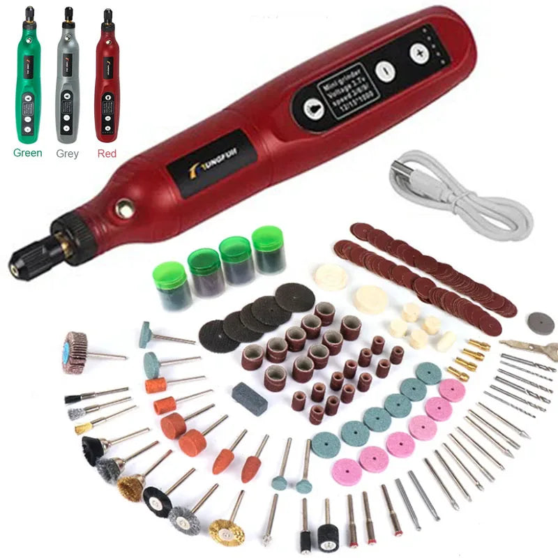 USB Rechargeable Wireless Engraving Pen - Mini Cordless Rotary Drill with Grinding Accessories
