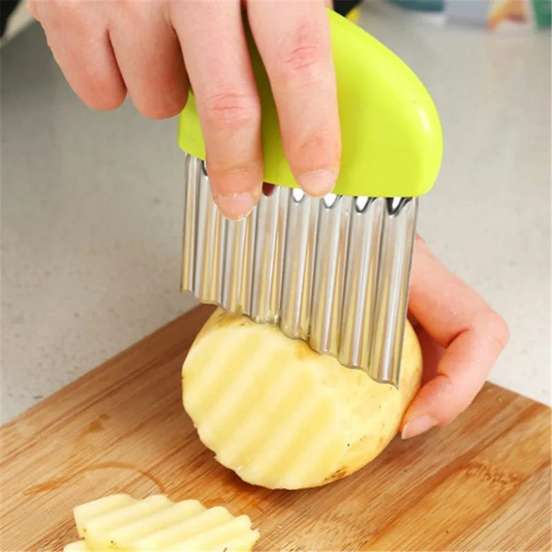 Crinkle Cut Potato Cutter Stainless Steel Wavy French Fry Maker Vegetable Slicer