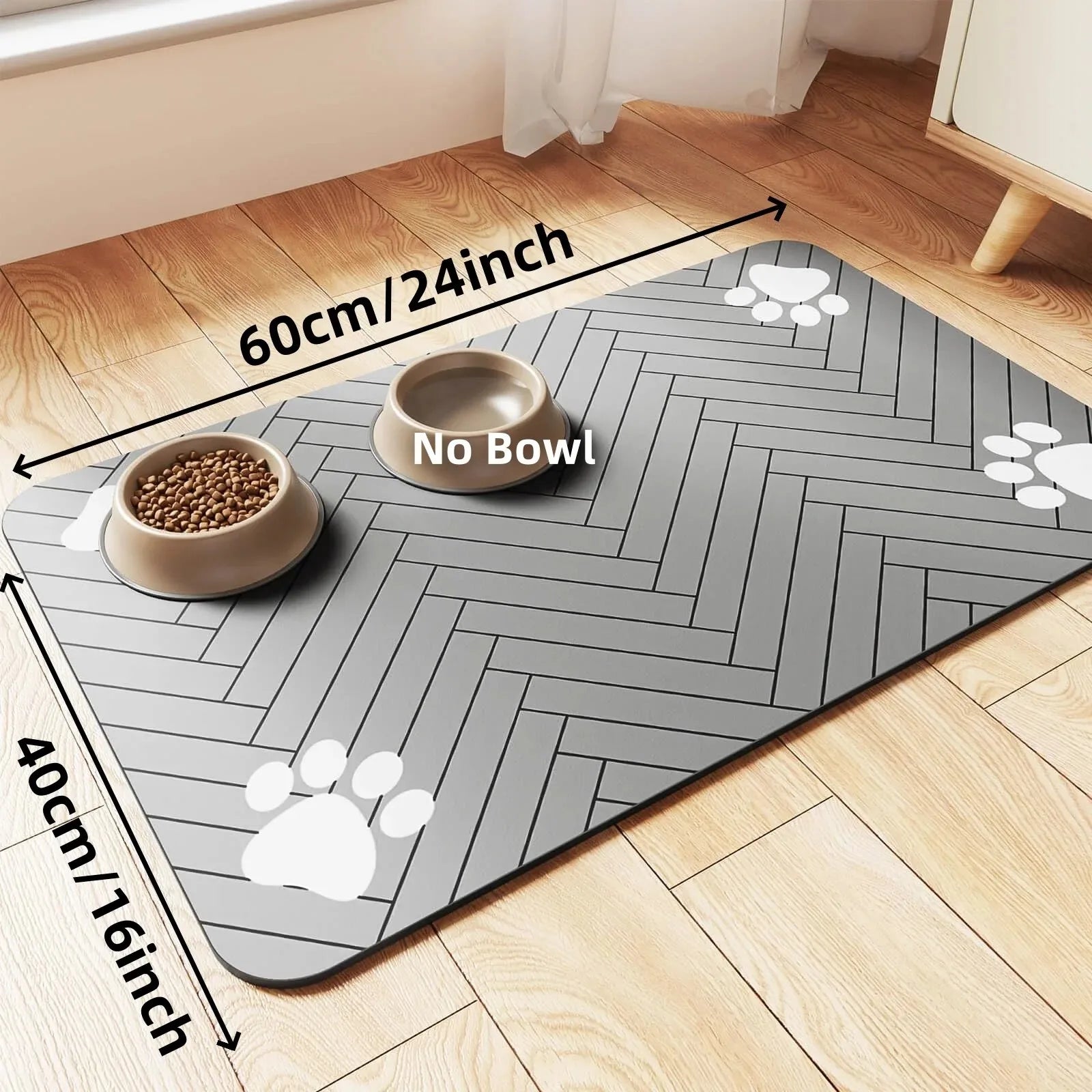 Absorbent Pet Feeding Mat with Non-Slip Rubber Backing - Waterproof Placemat for Dogs & Cats (20 x 30 cm / 7.9 x 11.8 in; 30 x 50 cm / 11.8 x 19.7 in; 40 x 60 cm / 15.7 x 23.6 in)