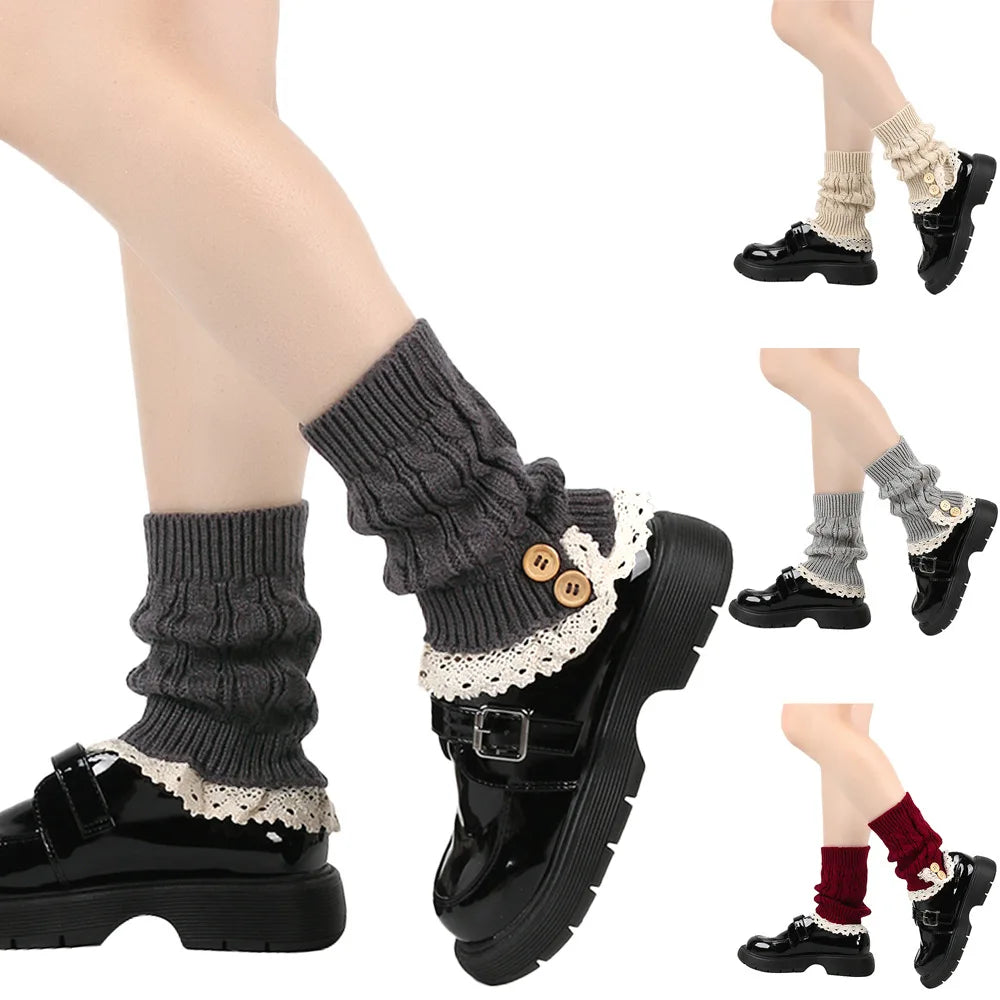Lolita Harajuku Knit Leg Warmers – Thick Winter Ankle Boot Socks, 21 cm (8.3 in) – Women & Girls
