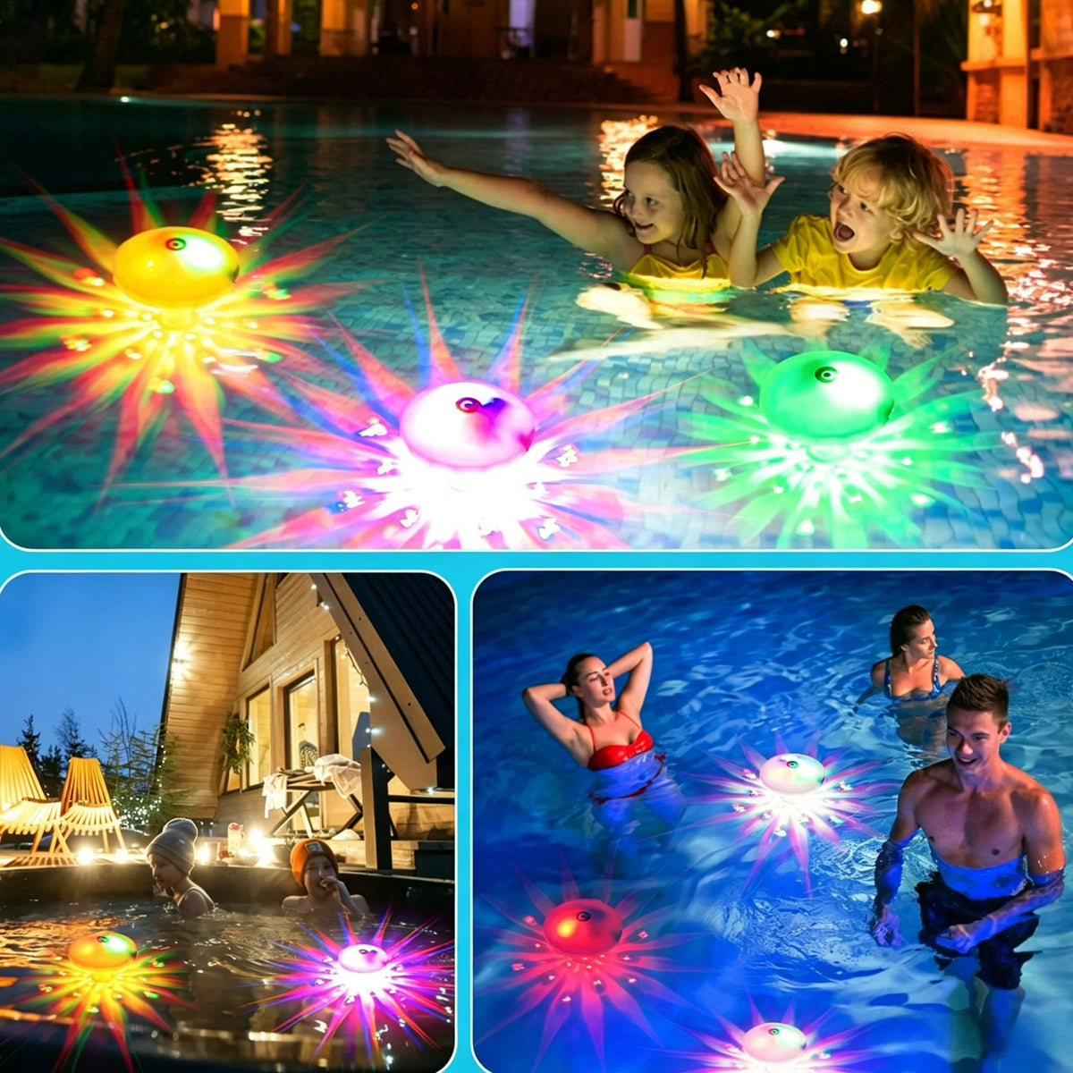 Floating RGB LED Submersible Pool Light IP68 Waterproof for Swimming Pool Hot Tub Spa