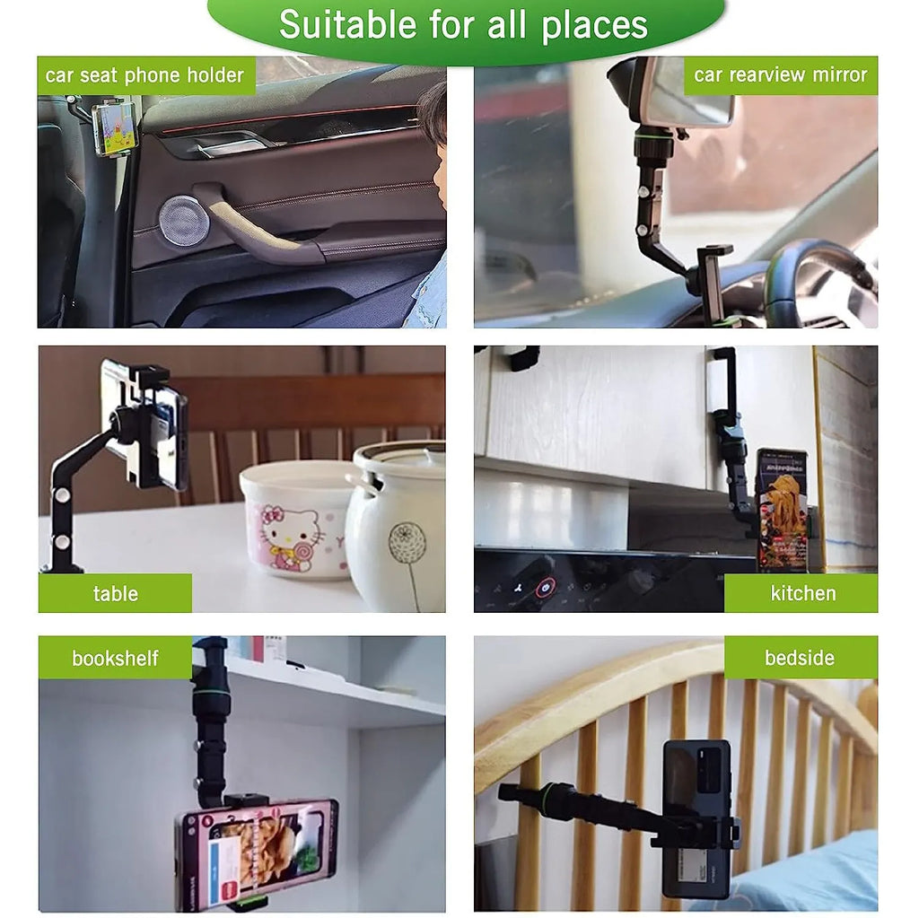 360° Rotating Rearview Mirror Phone Holder Retractable Car Phone Mount for All Vehicles