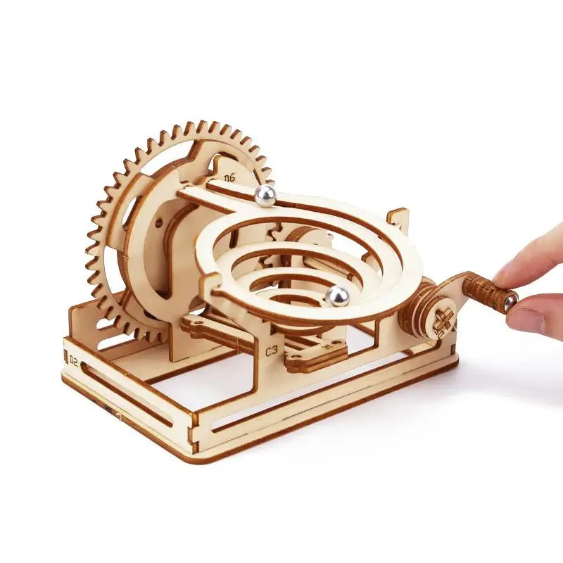 DIY 3D Wooden Mechanical Puzzle Kit – Spiral Run Marble Maze Model for Teens & Adults