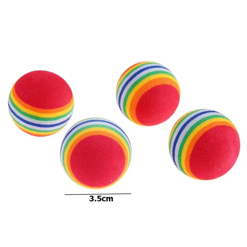 Rainbow Cat & Dog Toy Balls — 5-Pack/10-Pack Interactive Chew, Rattle & Scratch Training Toys