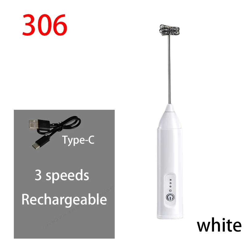 Wireless Electric Milk Frother & Egg Beater — USB-C Rechargeable Handheld Coffee Whisk, 3-Speed Mini Foam Maker